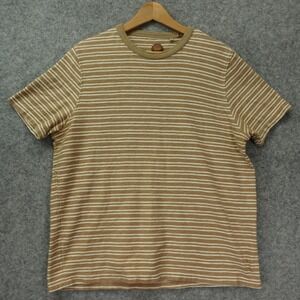 Coastal Slub Stripe T Shirt Mens M Tan Terry Cloth Summer Light Common People